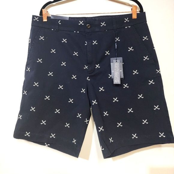 Daniel Hechter Paris Size 36 navy blue white Golf club shorts NWT New - Picture 1 of 4